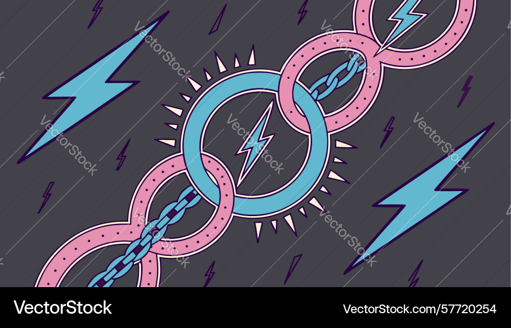Dynamic lightning bolt and chain link pattern vector image