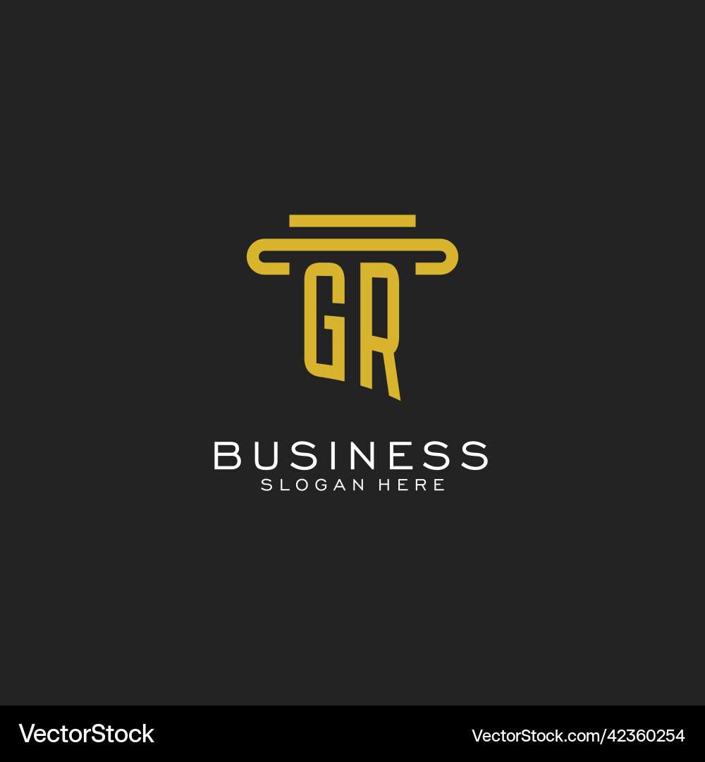 Gr initial logo with simple pillar style design Gr initial logo with simple pillar style design Vector Image