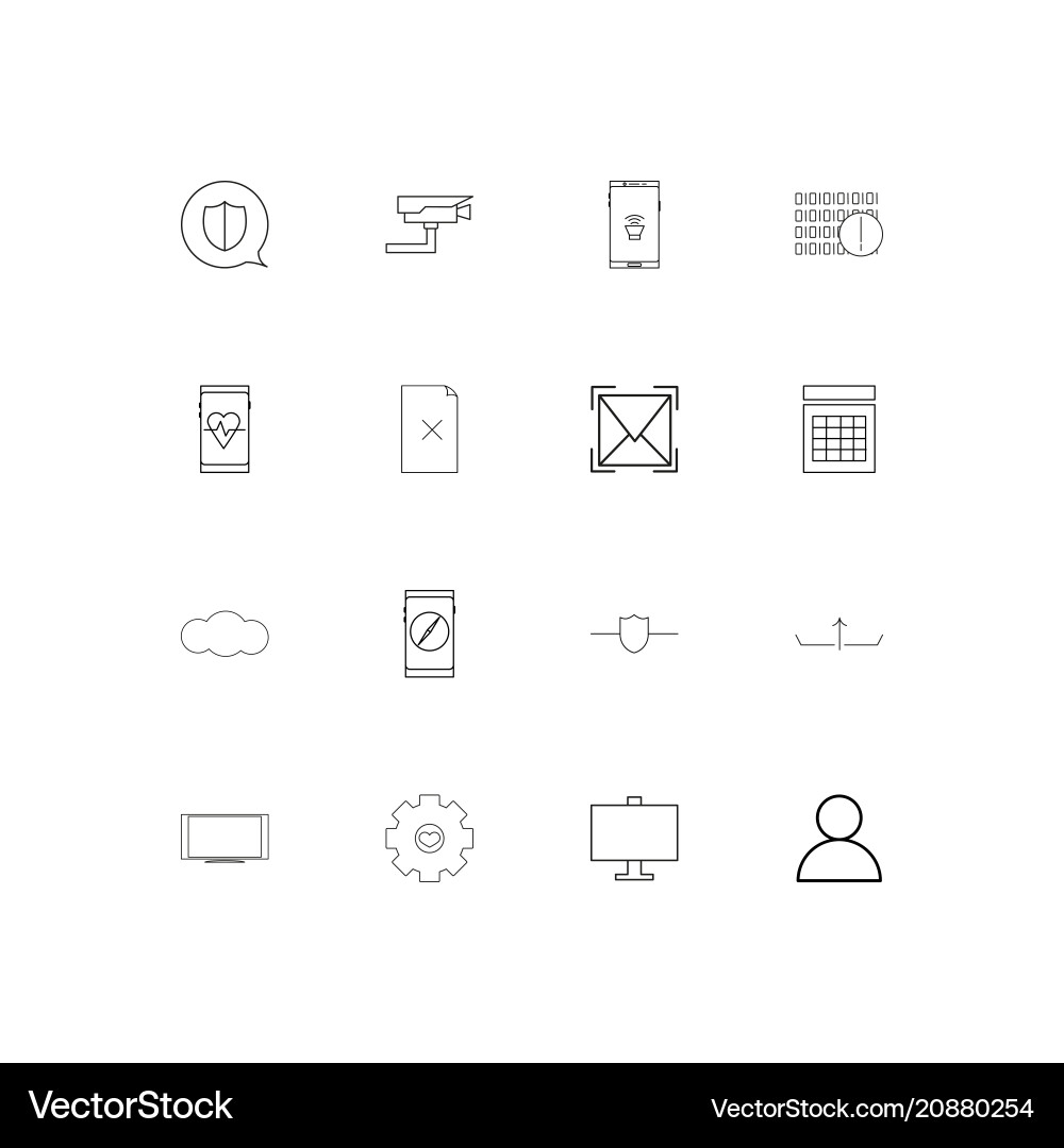 Internet technologies linear thin icons set vector image
