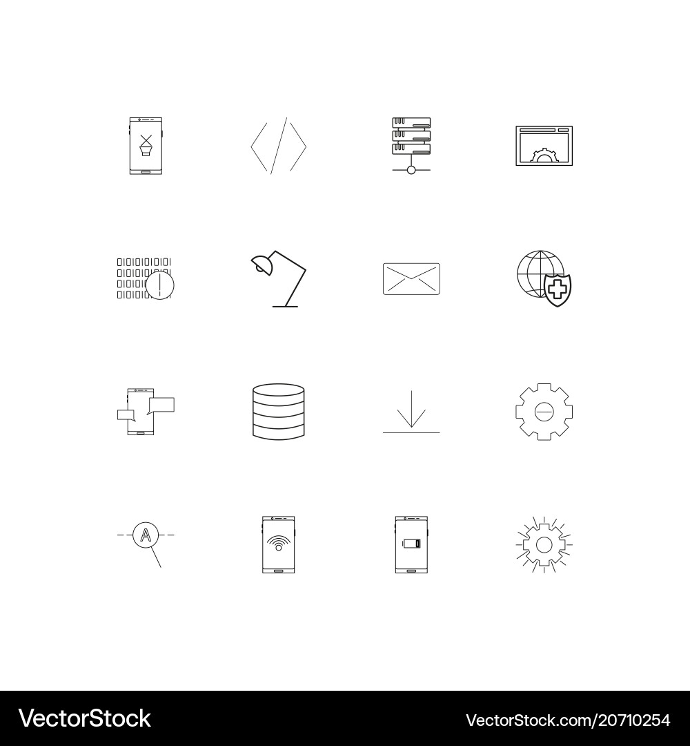 Internet technologies simple linear icons set vector image