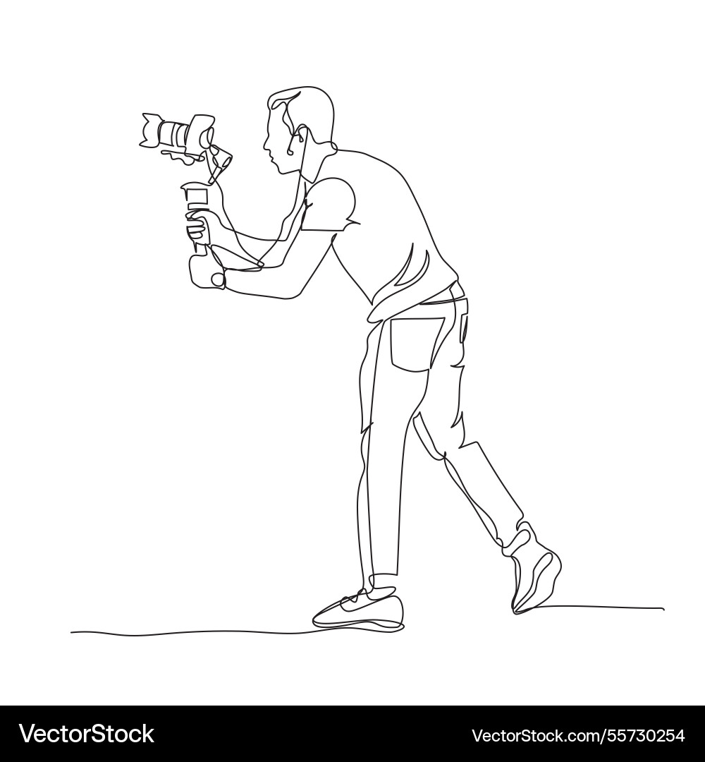 Man recording video with camera and stabilizer Vector Image