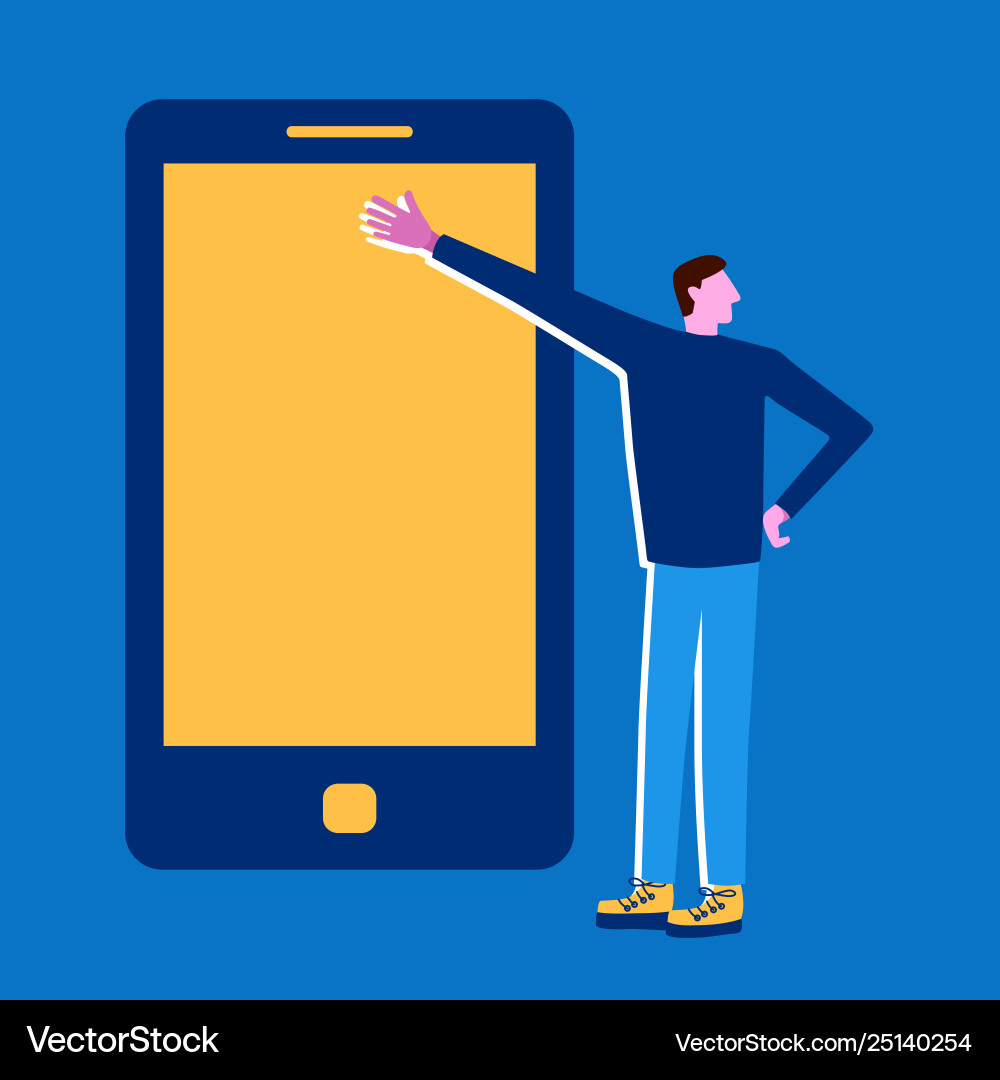 Man with phone presentation mobile Man with phone presentation mobile vector image