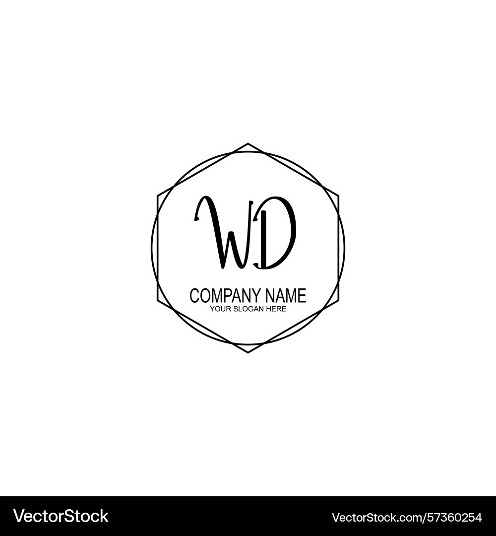 Minimalist handwritten wd initial logos with soft Vector Image