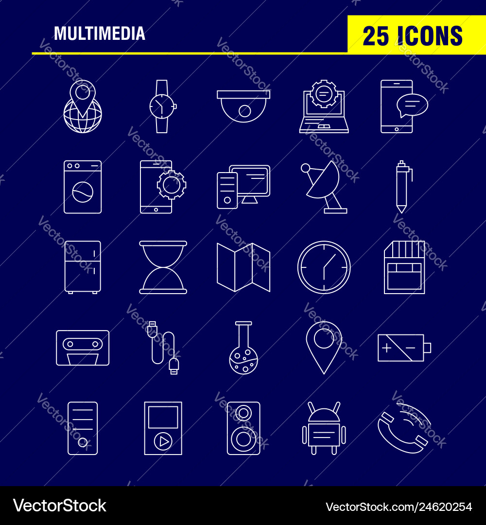 Multimedia line icon for web print and mobile Vector Image