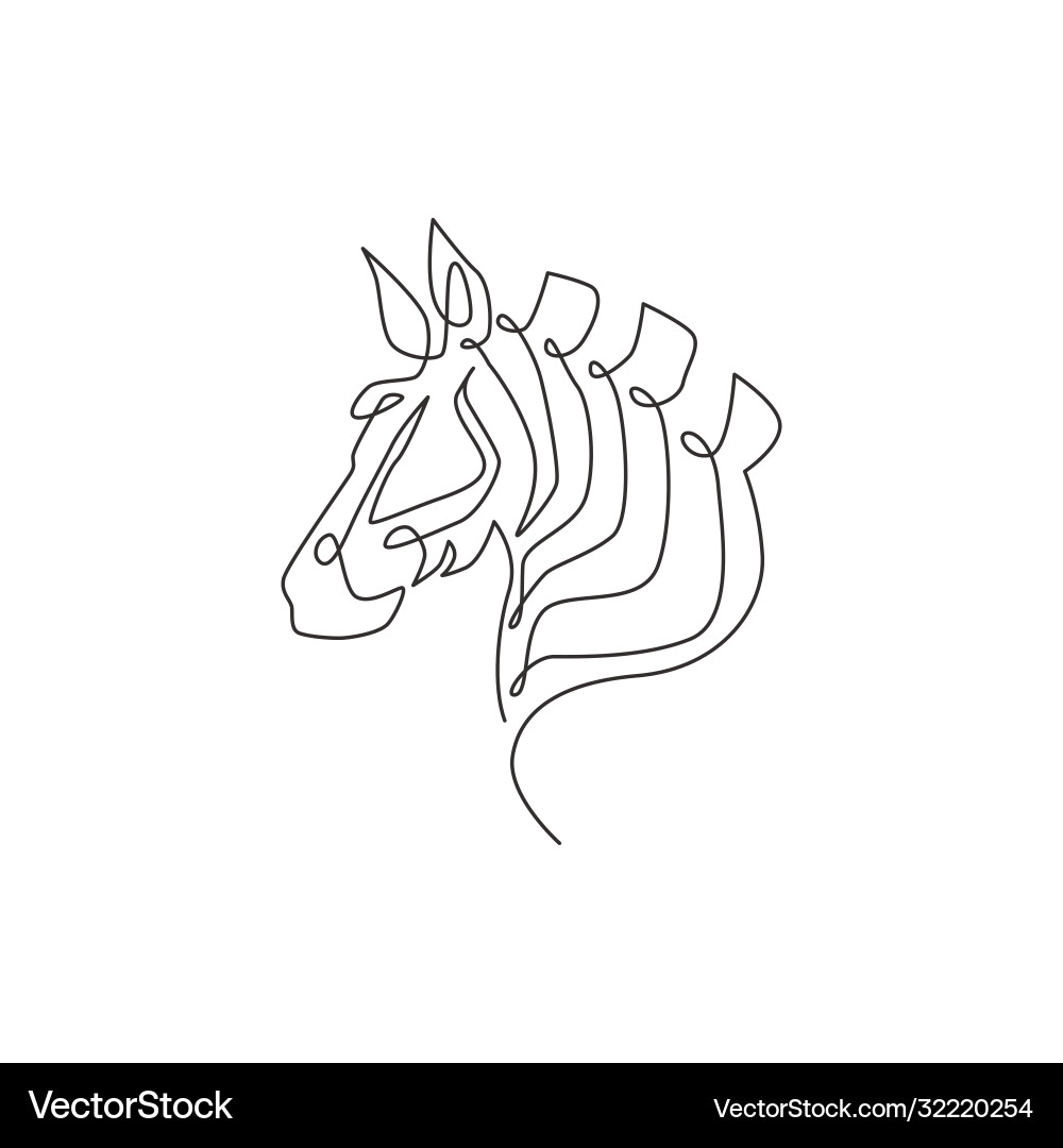 One continuous line drawing zebra head One continuous line drawing zebra head Vector Image