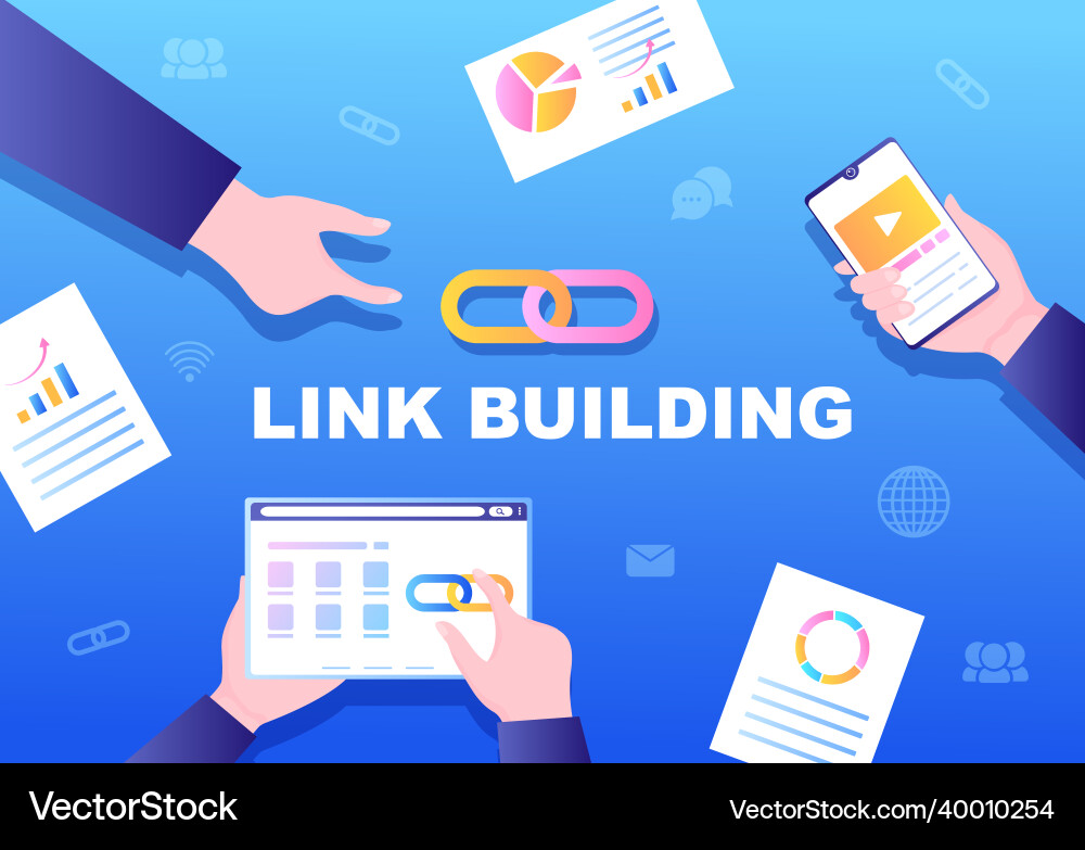 Seo link building as search engine optimization Seo link building as search engine optimization vector image