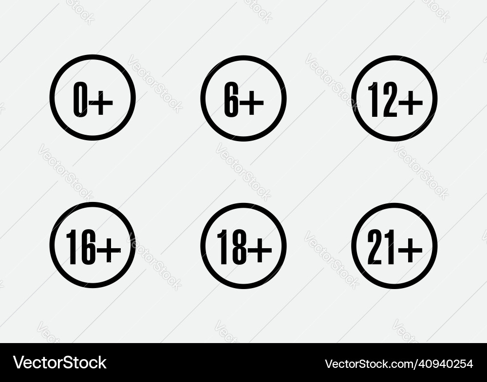 Set marks age limit sing restriction icons Set marks age limit sing restriction icons vector image