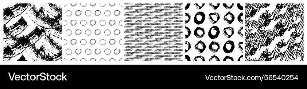 Set of seamless patterns with scribble smears Set of seamless patterns with scribble smears vector image