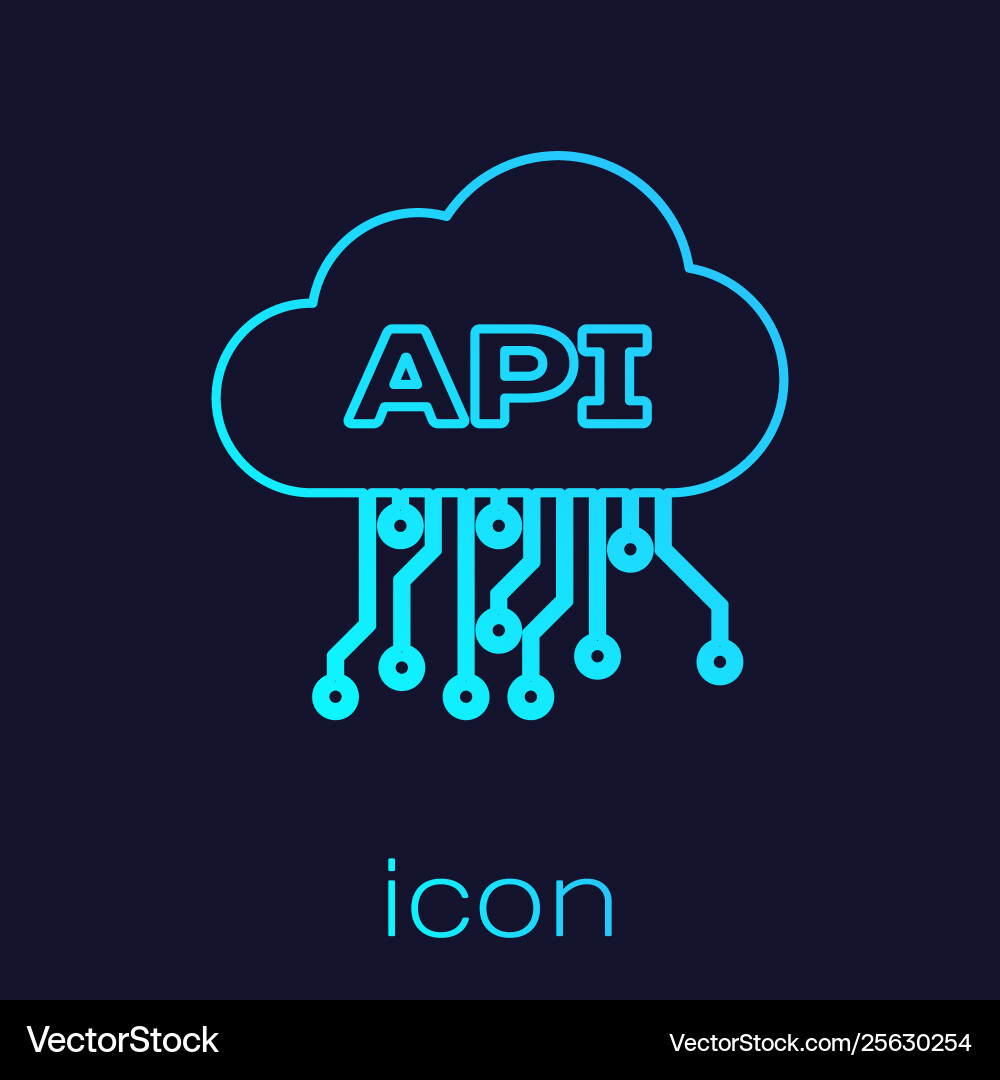 Turquoise cloud api interface line icon isolated Turquoise cloud api interface line icon isolated vector image