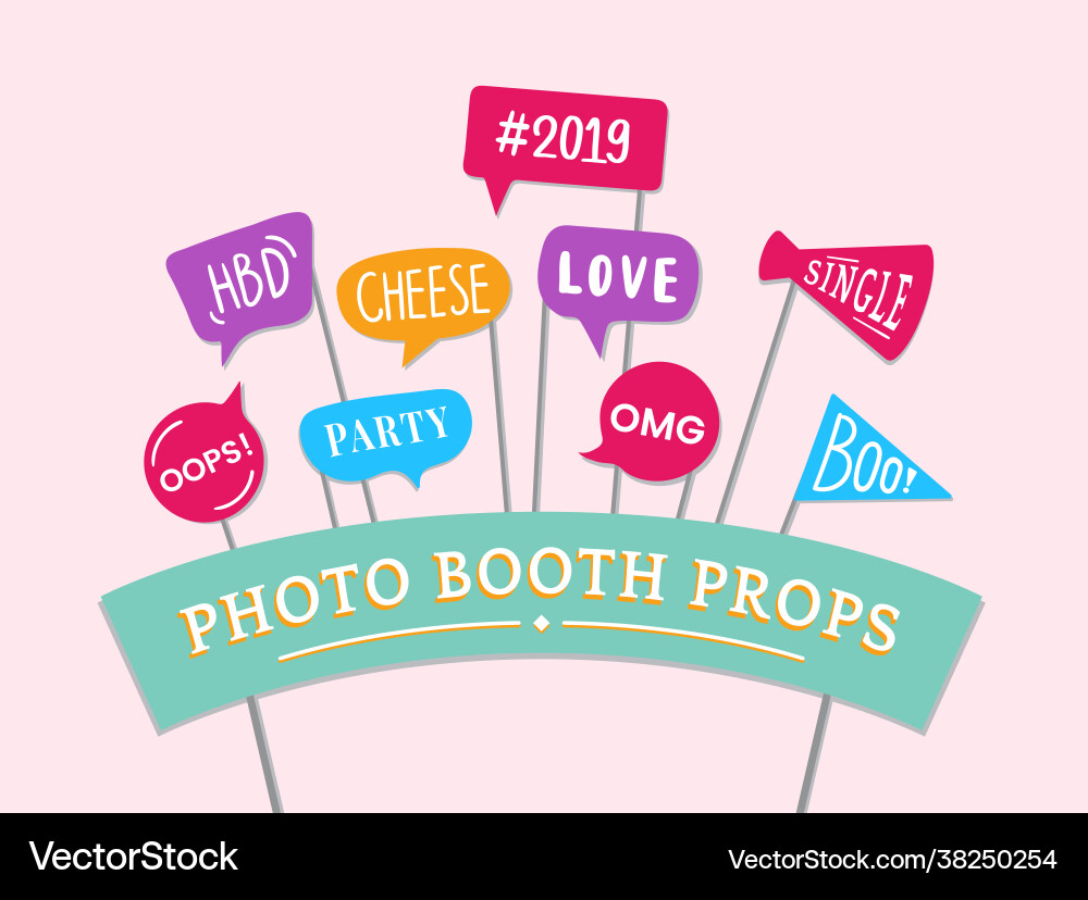 word-expressions-set-for-party-photo-booth-props-vector-image