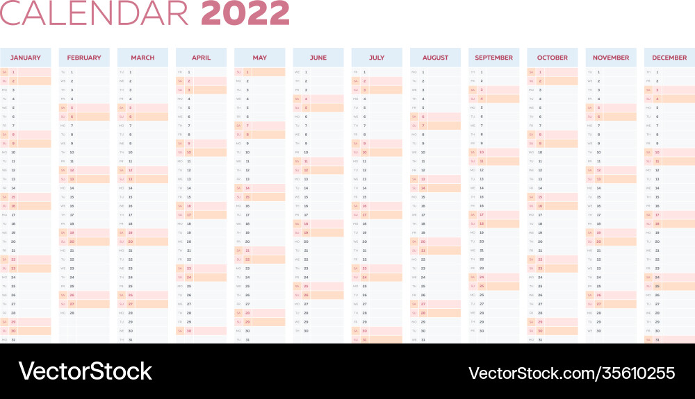 2022 Kalenderplanervorlage mit vertikaler 2022 Kalenderplanervorlage mit vertikaler vektorbild