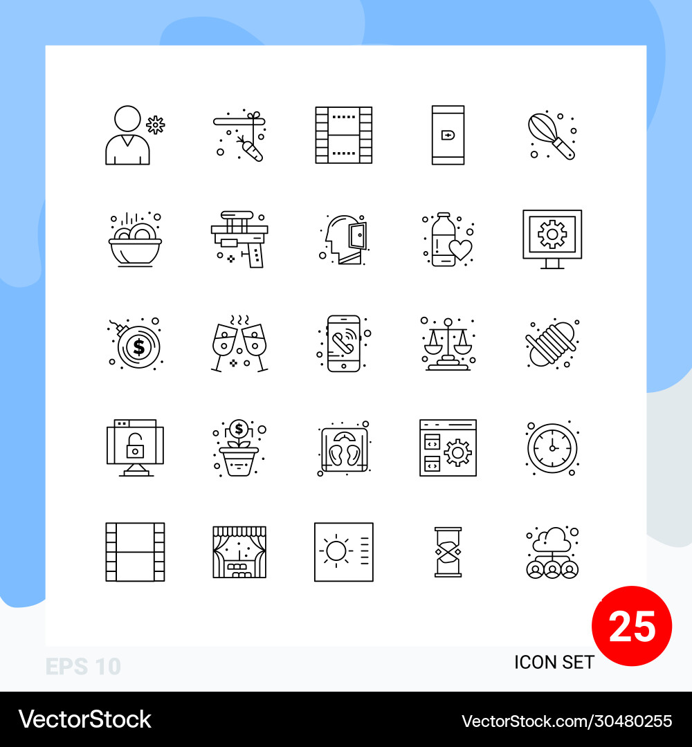 25 universal lines set for web and mobile vector image