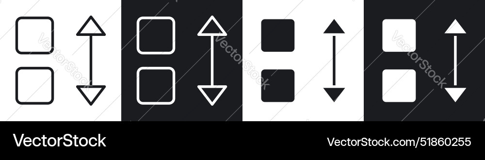 Apps sort liner and solid icon set in black color vector image