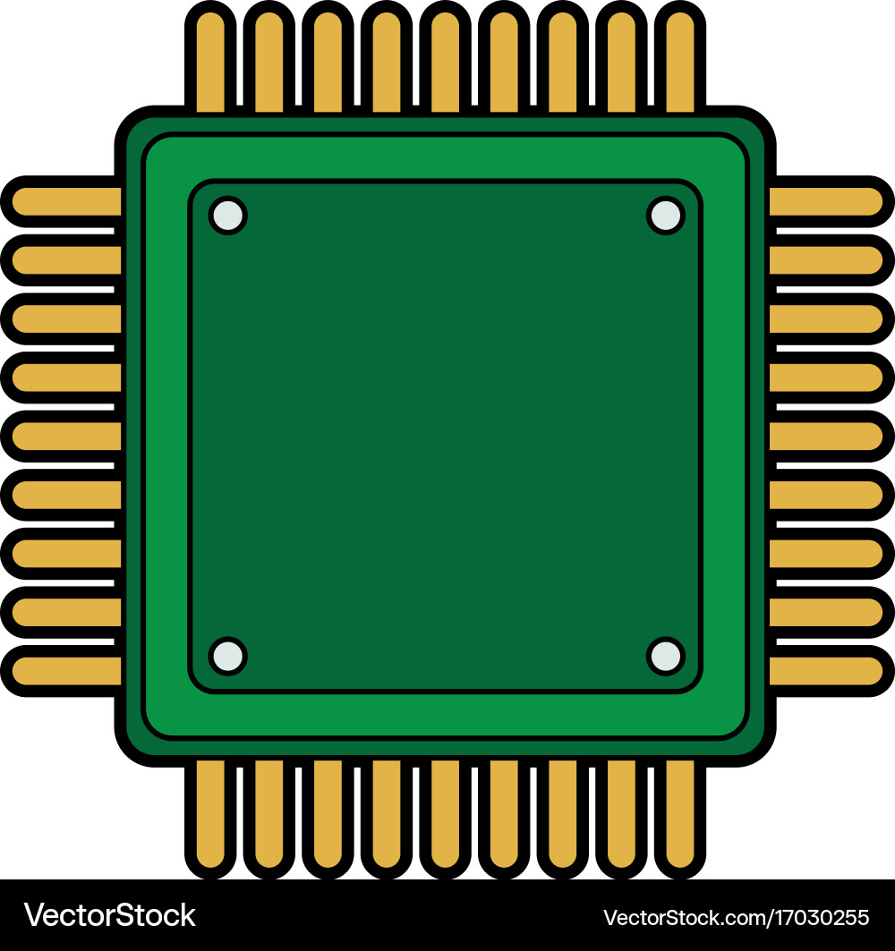 Computer microchip circuit hardware element icon vector image