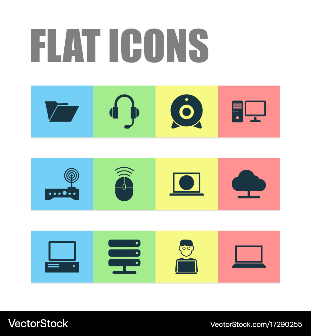 Digital icons set collection of broadcast Vector Image
