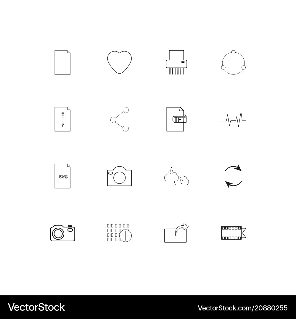 Files and folders sign linear thin icons set vector image