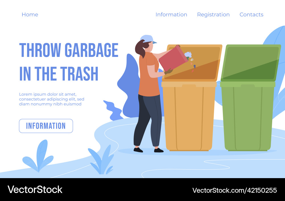 Garbage sorting landing page internet banner place Vector Image