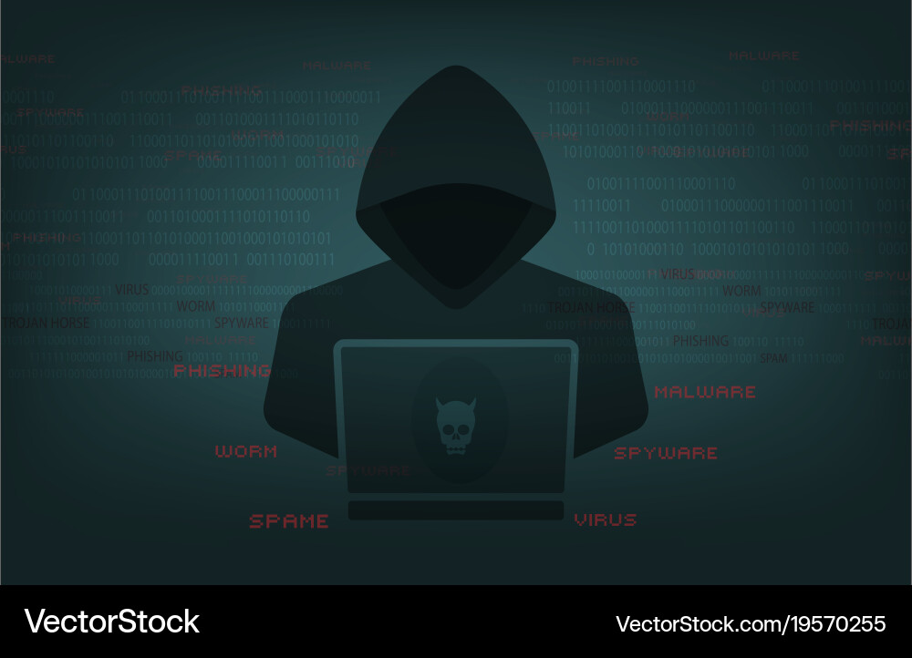 Hacker at work with user interface Vector Image