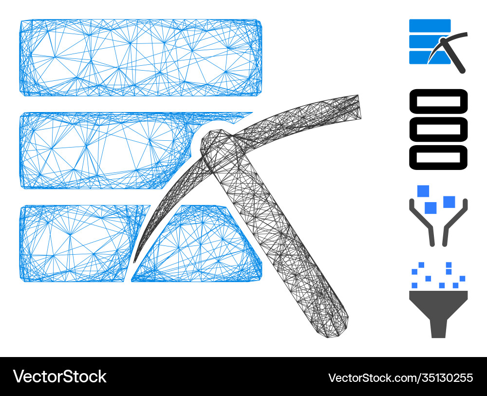 Hatched data mining mesh Hatched data mining mesh vector image