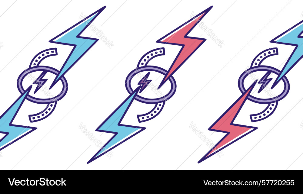 Interlocking lightning bolts and chain elements vector image