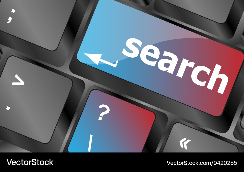 Internet search engine key showing information vector image
