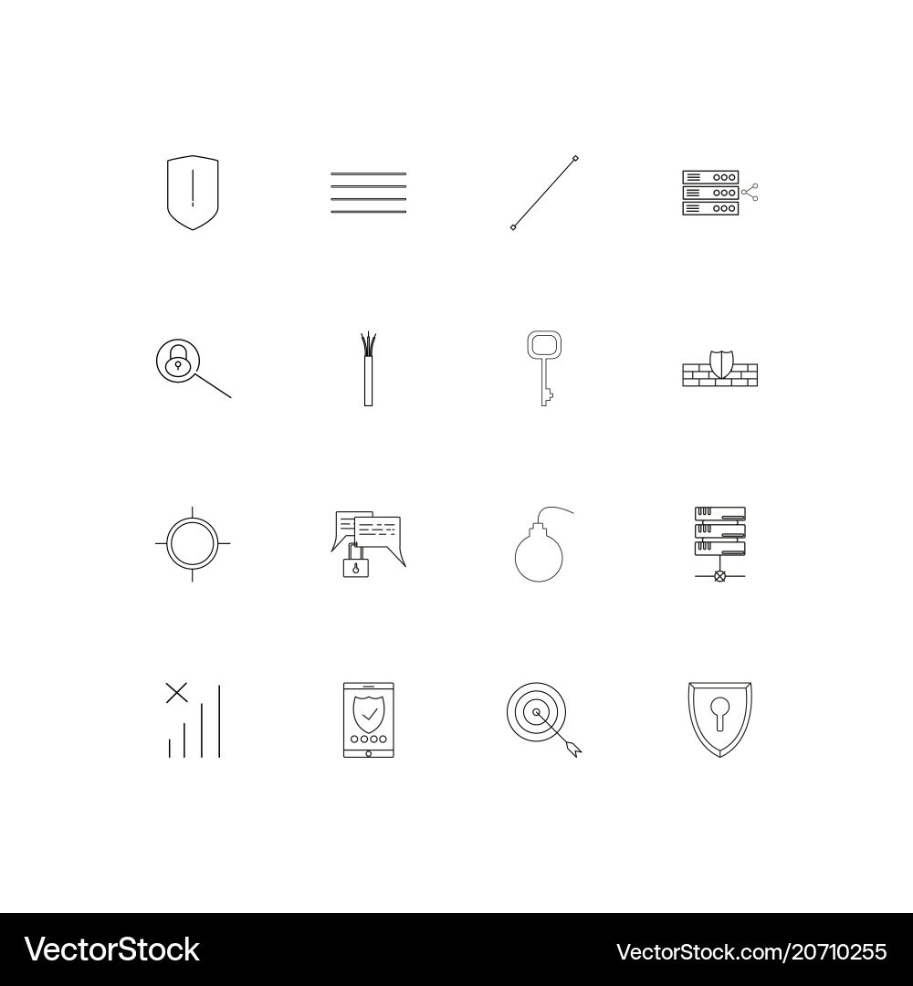 Internet security simple linear icons set vector image