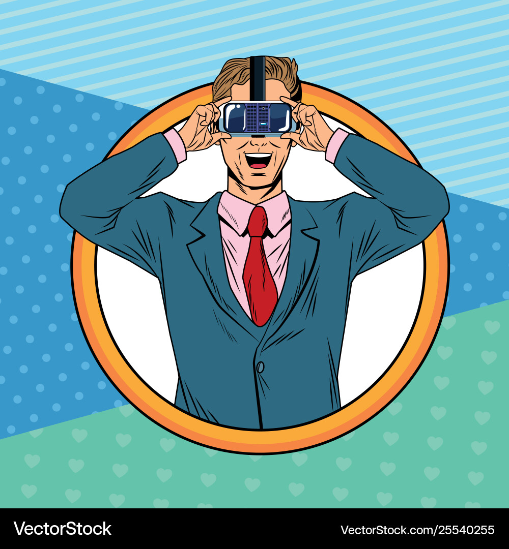 Man with virtual reality headset Man with virtual reality headset Vector Image