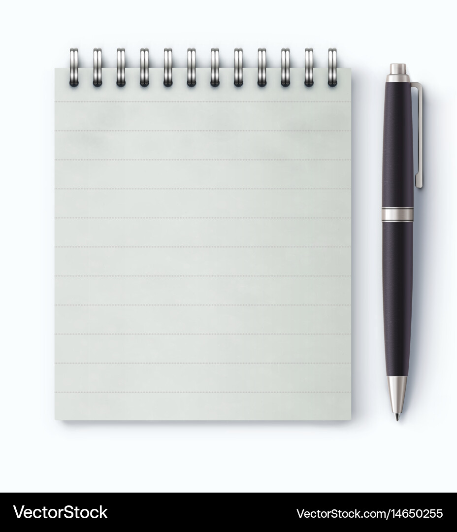 Notebook with Pen and Coil Binding vector image