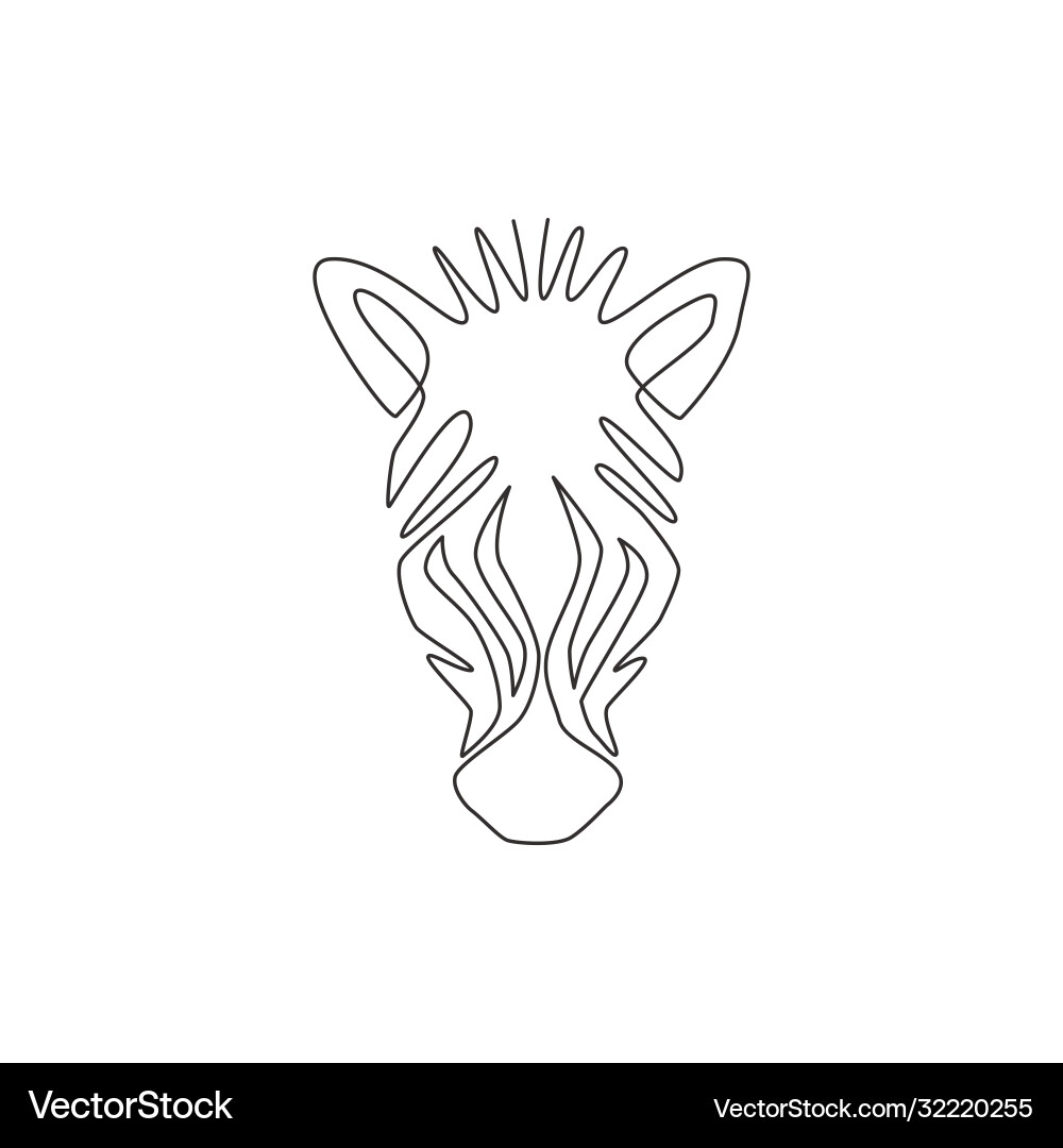 One continuous line drawing zebra head One continuous line drawing zebra head vector image