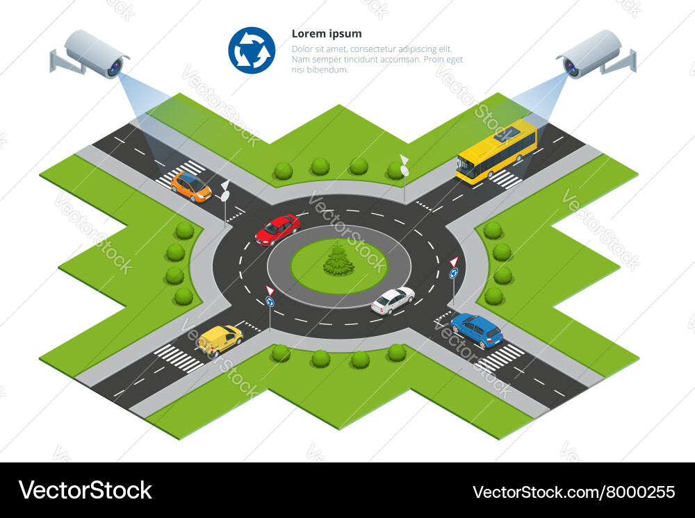 Security camera detects the movement of traffic vector image