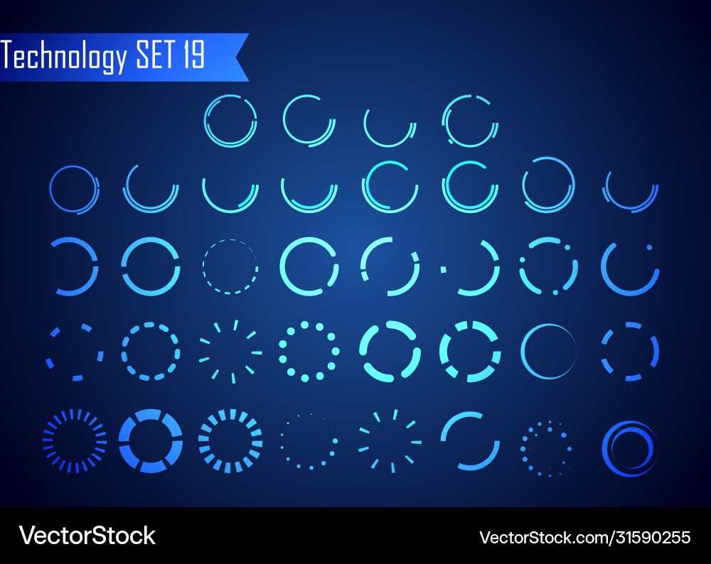 Set circle abstract digital technology ui Set circle abstract digital technology ui vector image