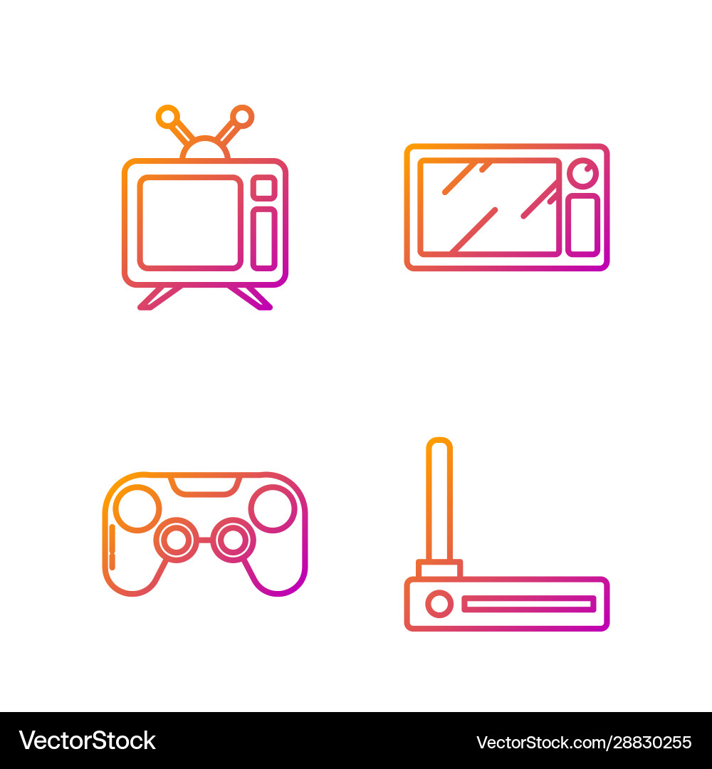 Set line router and wi-fi signal gamepad Set line router and wi-fi signal gamepad vector image