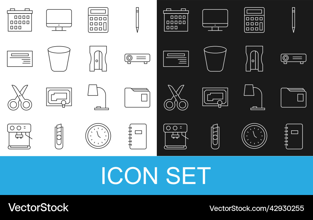 Set line spiral notebook document folder movie Set line spiral notebook document folder movie vector image