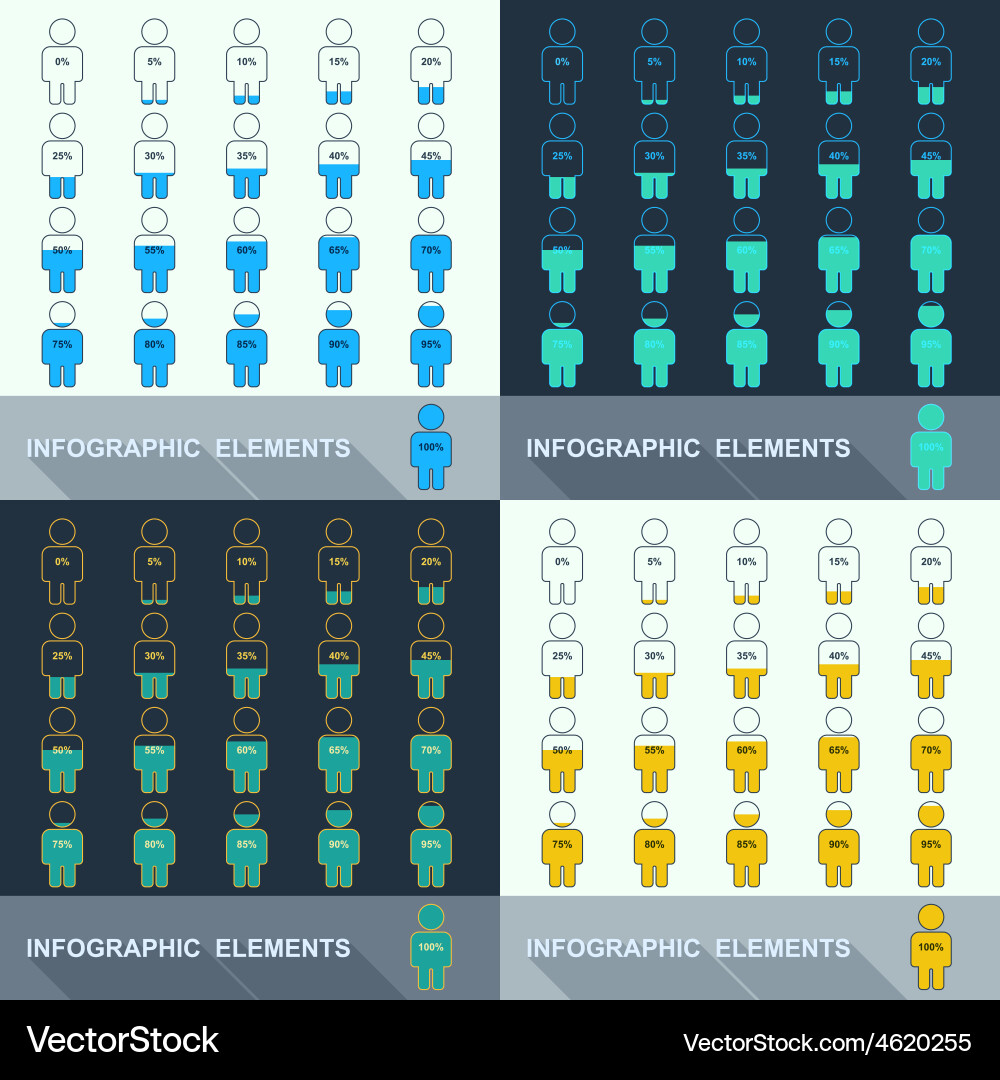 Set segmented charts in the form of people vector image