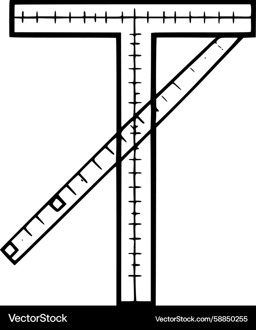 T-Square with Diagonal Line Vector Image