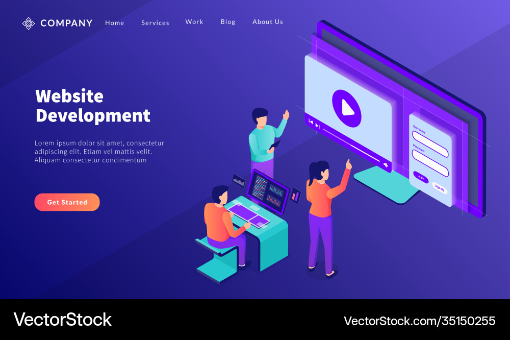 Team developer work for website development Team developer work for website development vector image