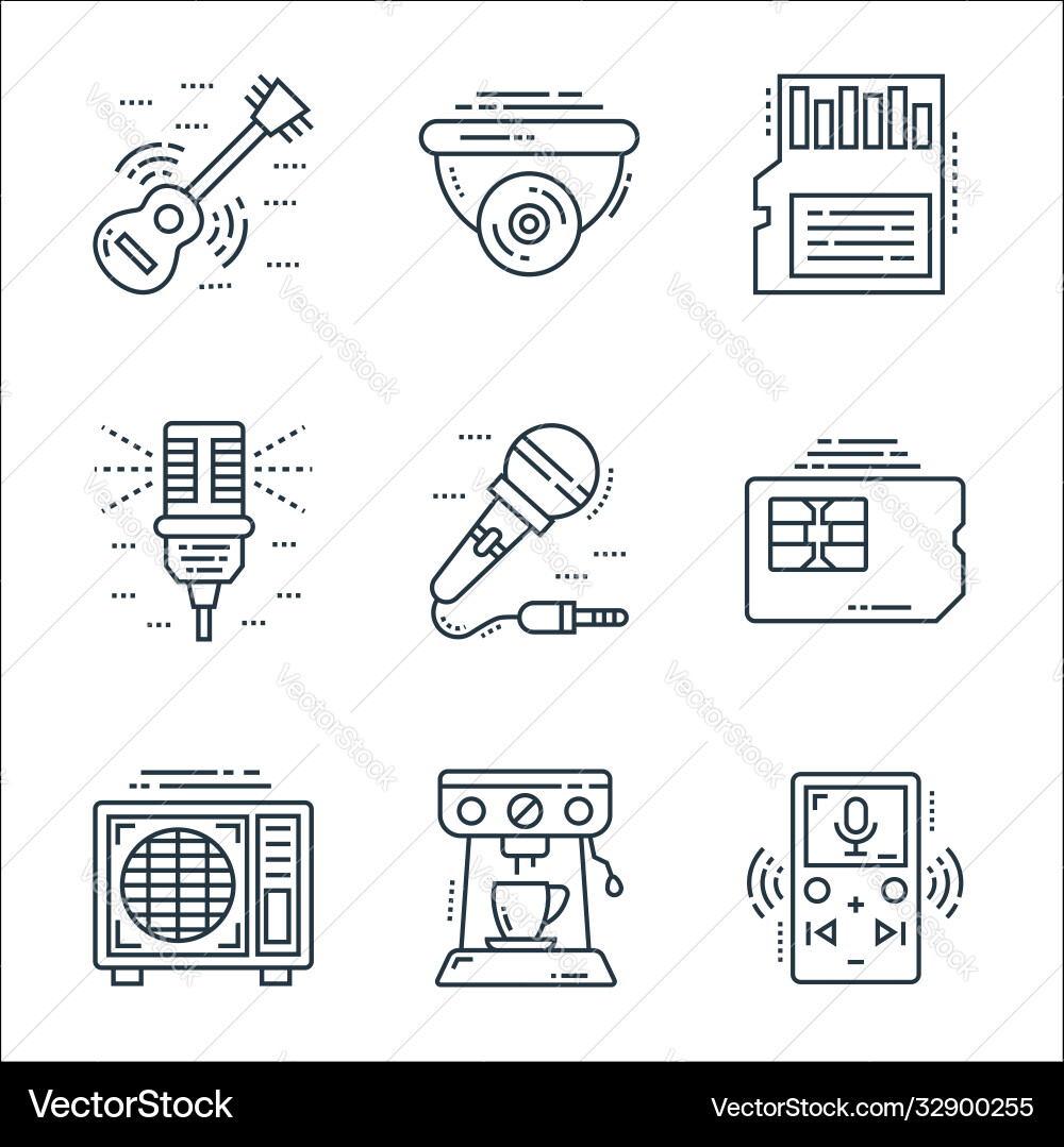 Technology devices line icons linear set quality Technology devices line icons linear set quality vector image