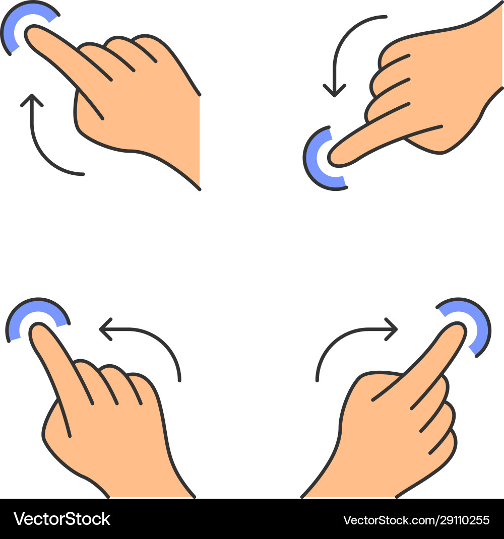 Touchscreen gestures color icons set Touchscreen gestures color icons set vector image