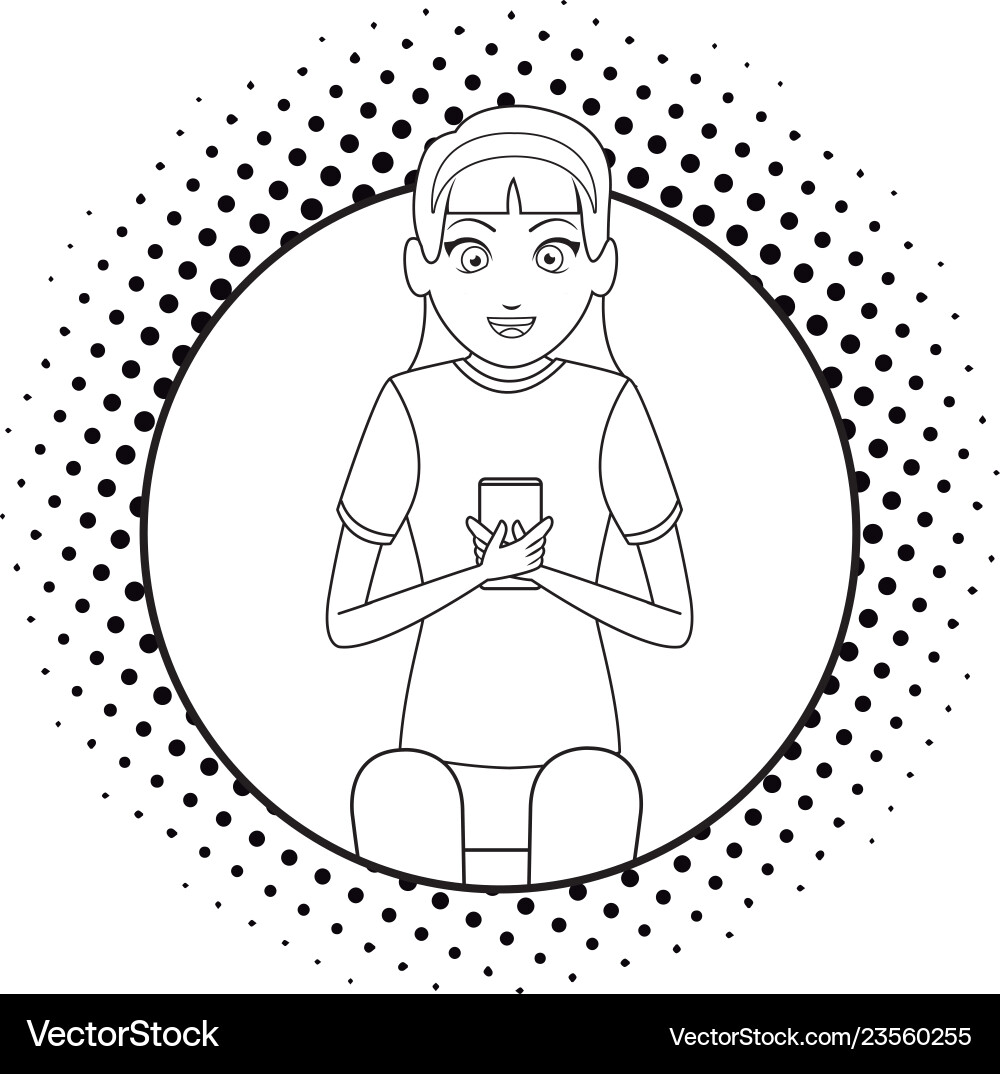 Young woman chatting cartoon Young woman chatting cartoon vector image