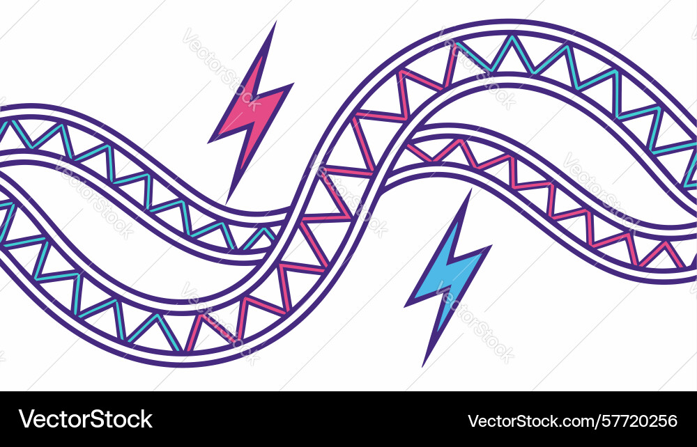 Abstract wavy pattern with lightning bolts vector image