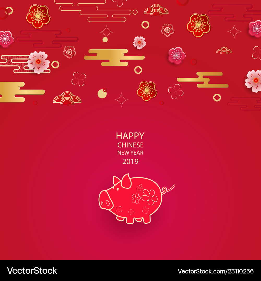 Bright banner with chinese elements of 2019 new Bright banner with chinese elements of 2019 new vector image