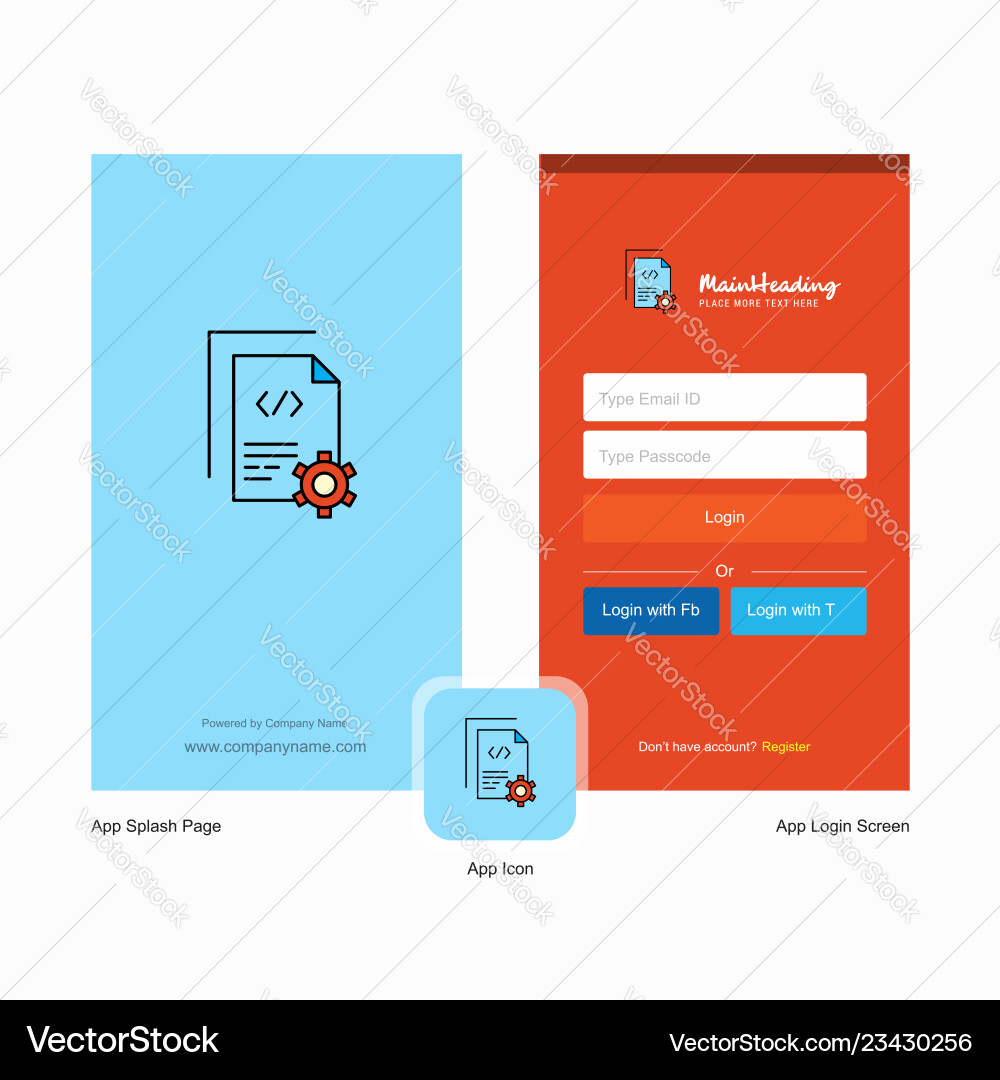 Company coding splash screen and login page Vector Image
