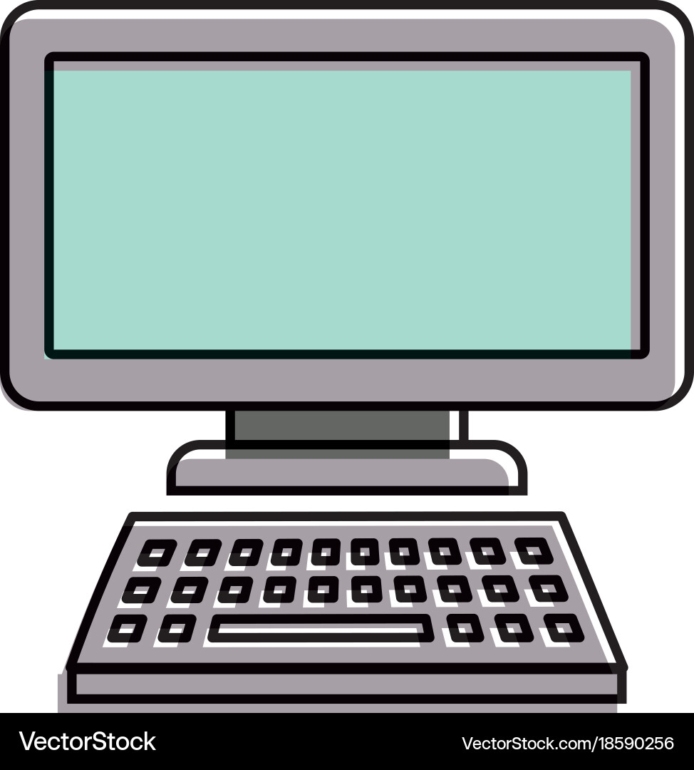 Computer monitor with keyboard technology gadget vector image