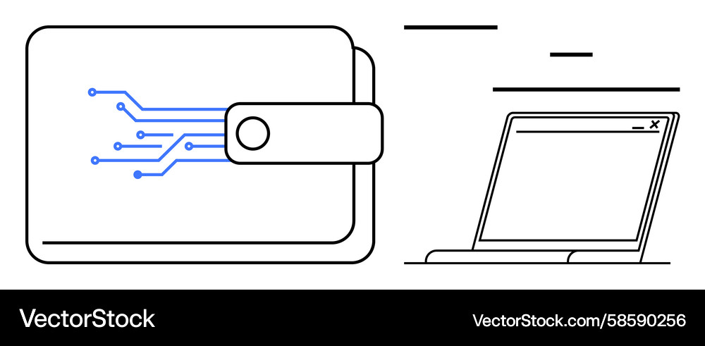 Digital wallet and online interface representing Vector Image