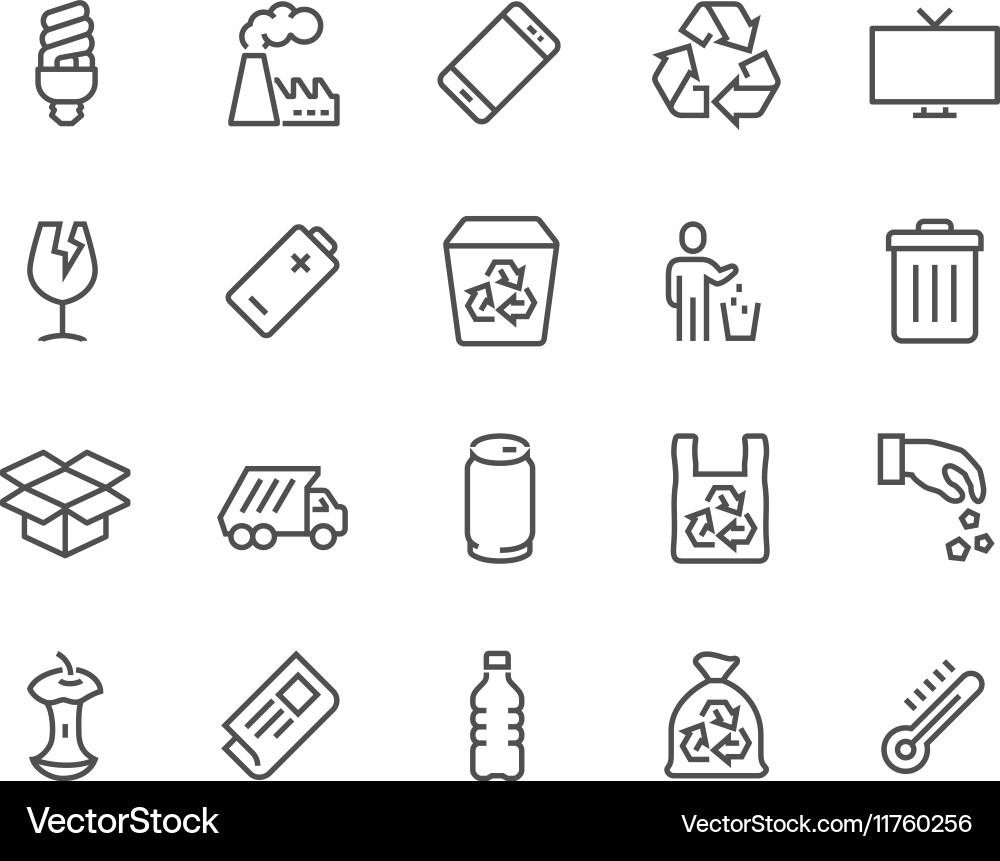 Garbage Line Icons Set vector image