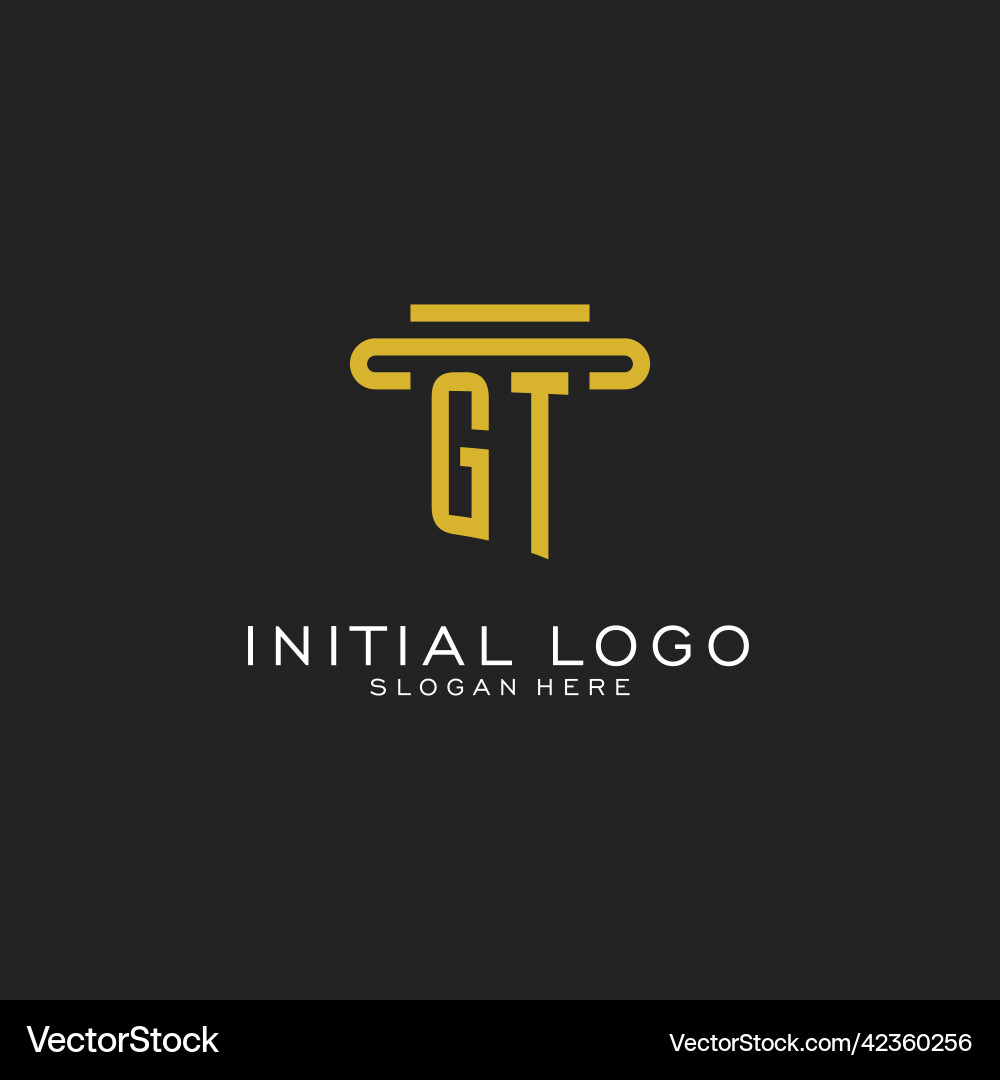 Gt Initial-Logo mit einfachem Säulenstil-Design Gt Initial-Logo mit einfachem Säulenstil-Design vektorbild