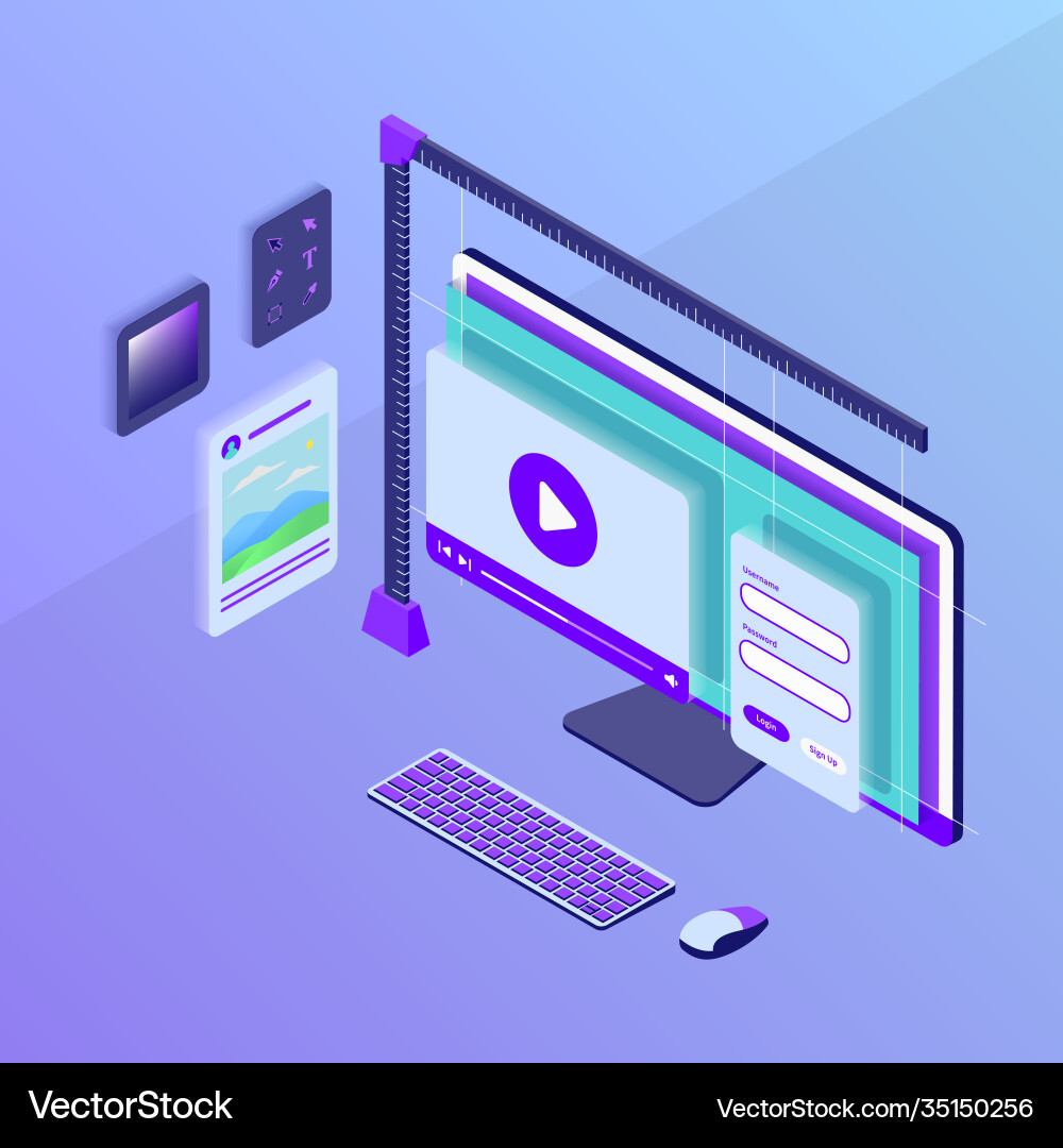 Interface or visual design website development Vector Image