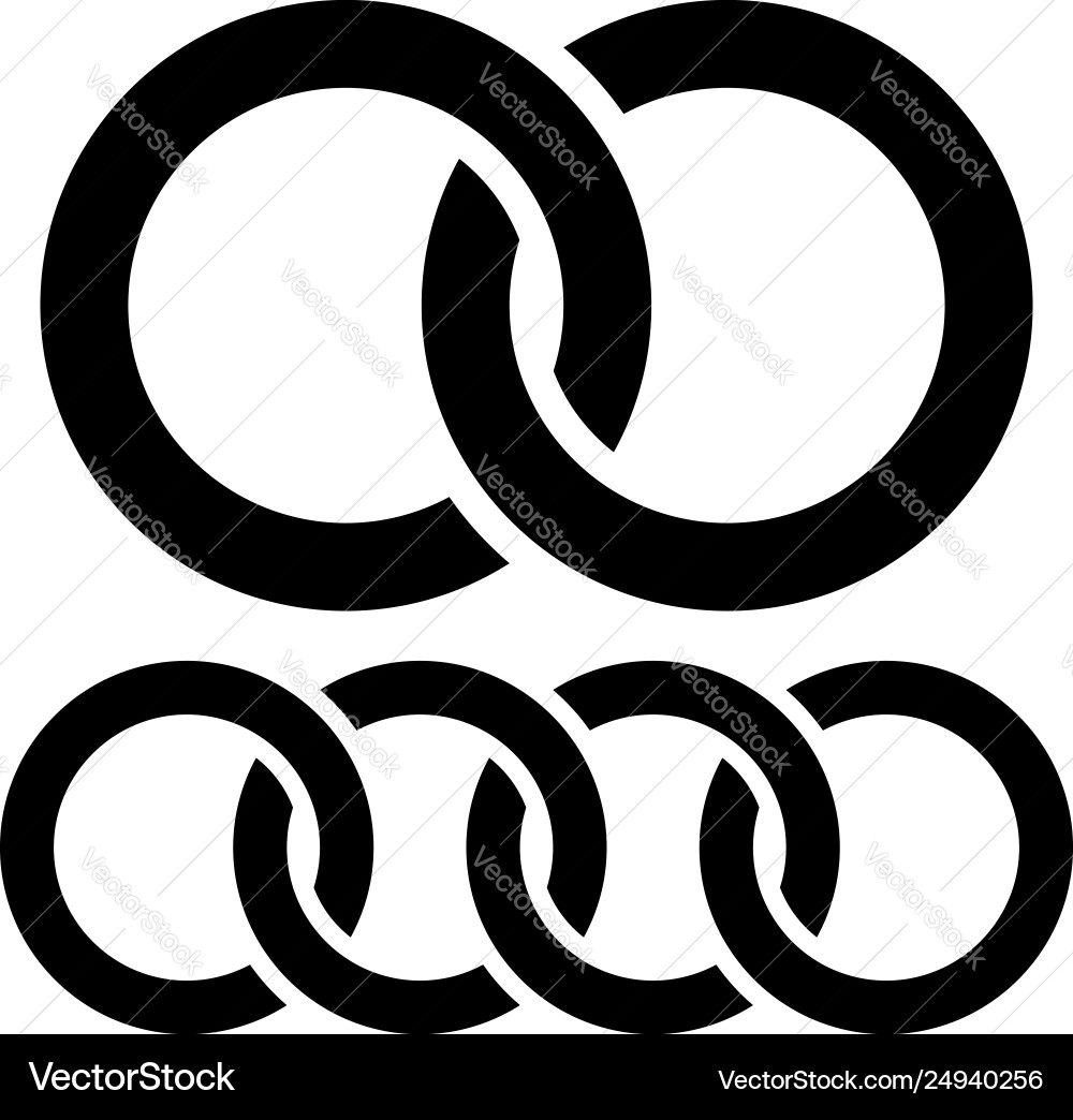 Interlacing circles interlocking intersecting Interlacing circles interlocking intersecting vector image