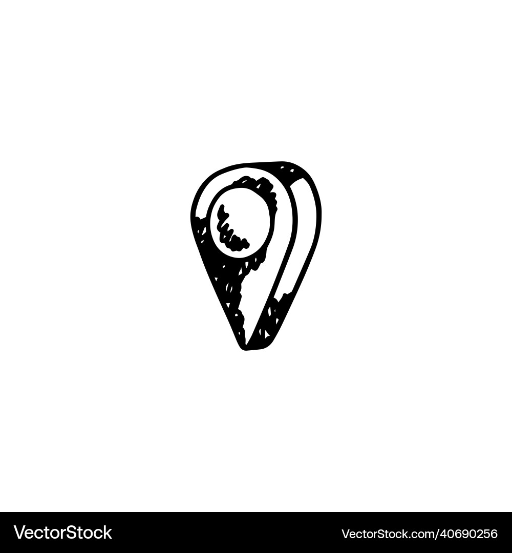 Location designation or map pointer in hand drawn vector image