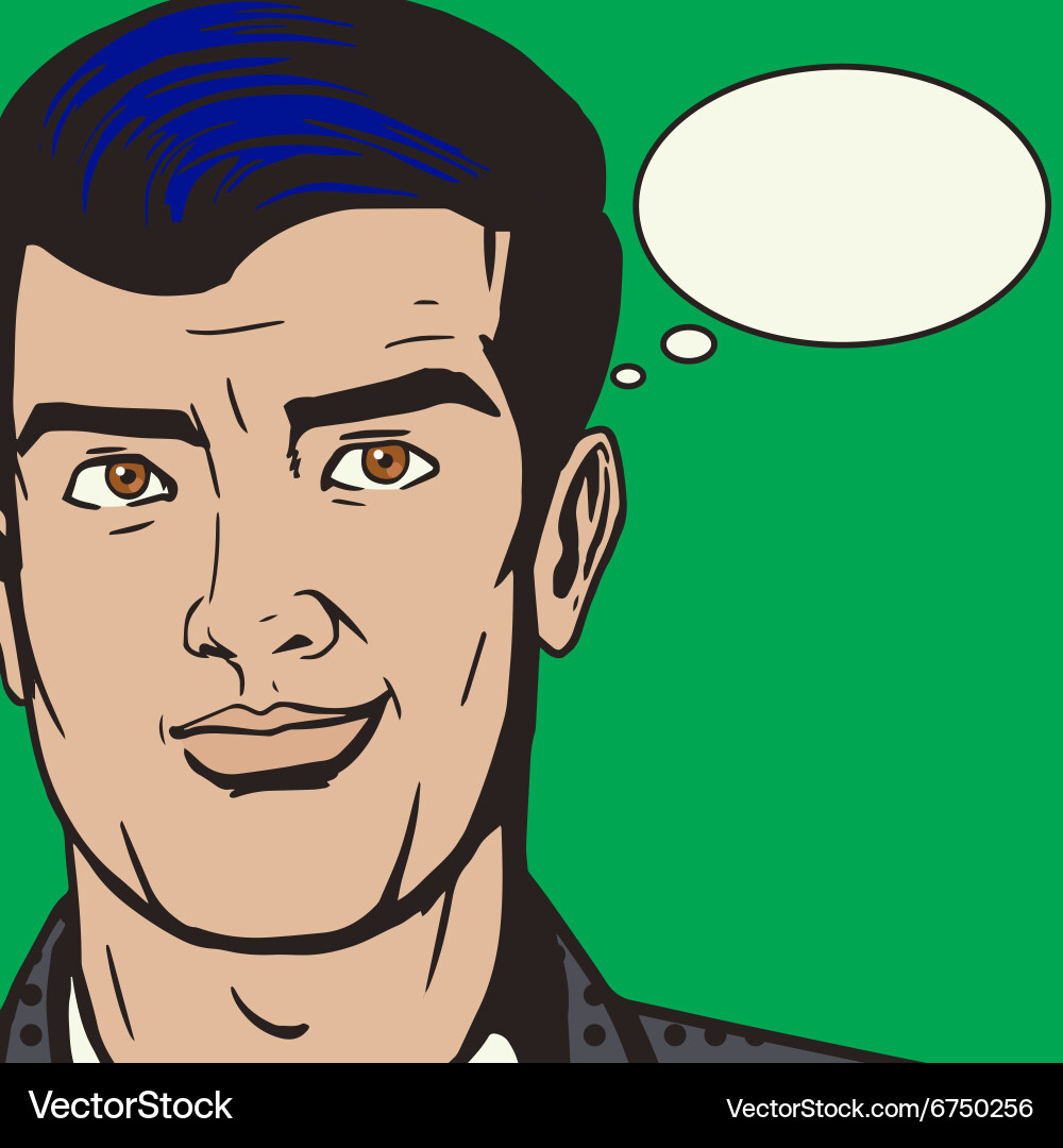 Man face with text bubble pop art style vector image